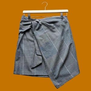 Plaid Faux Wrap Front Mini Skirt